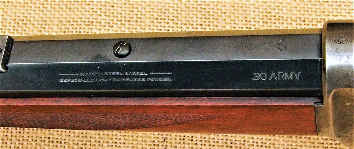 The “nickel steel” barrel stamping.